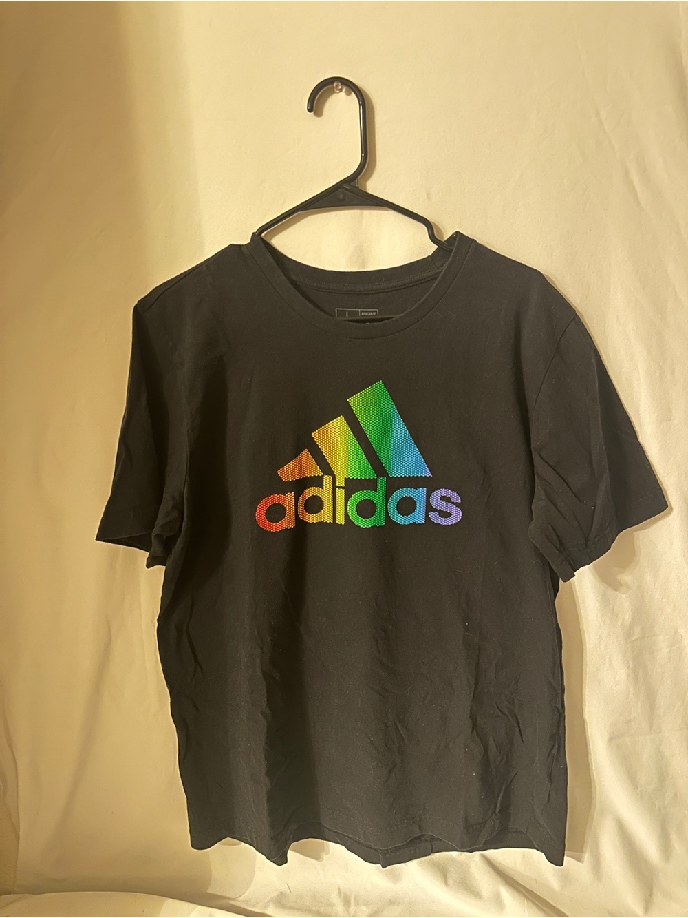 adidas PRIDE Black T-Shirt with Rainbow Trefoil Logo